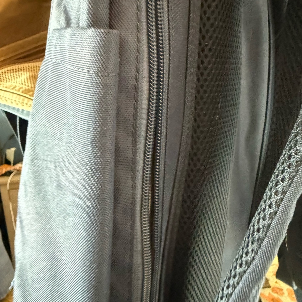 Blue Backpack with Leather Accents and Metal Hardware - Picture 4 of 5